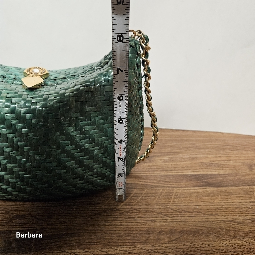 Nelly Green Handwoven Basket Weave Messenger Shoulder Bag - Picture 15 of 15